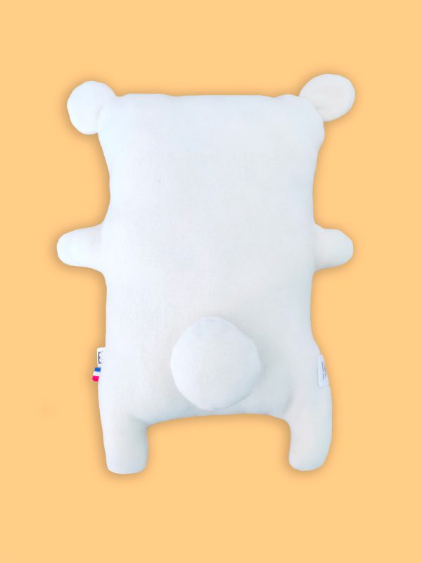 Coussin peluche Albert l'ours polaire de dos par Le Trollinet